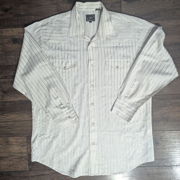 Roper Shirt Mens XXL Regular White Western Button Up Pearl Snap Striped Print - Picture 1 of 14